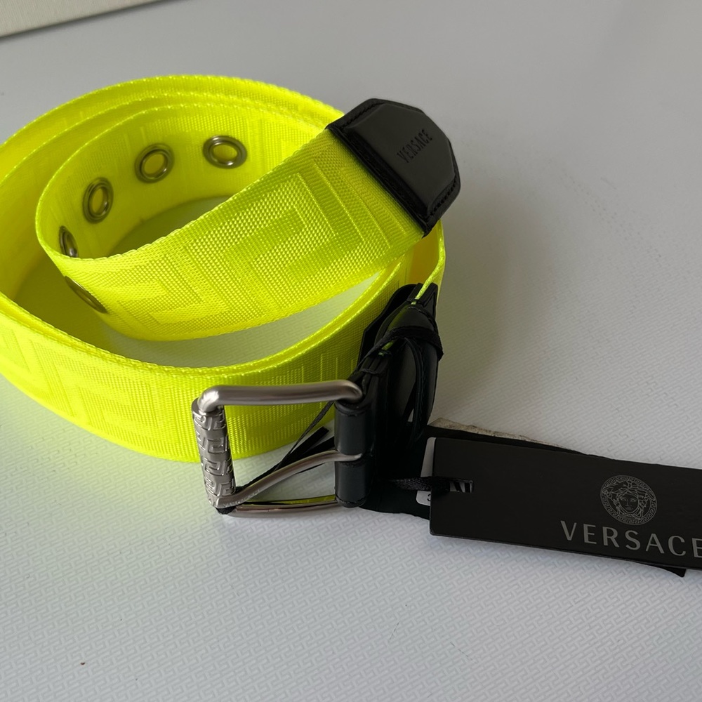 NWT VERSACE Neon Yellow Belt with ICONIC Greca Symbols